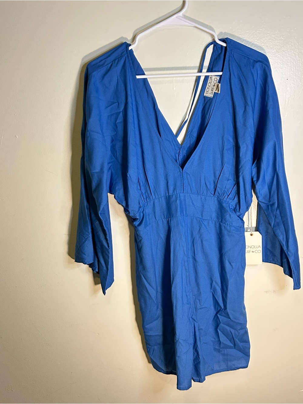 Deep V-Neck Cobalt Blue Jumpsuit with Waist Detail